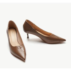 👠 C. Paravano Brown Mule Pumps Pointed Toe Kitten Heel EU 39 US 8